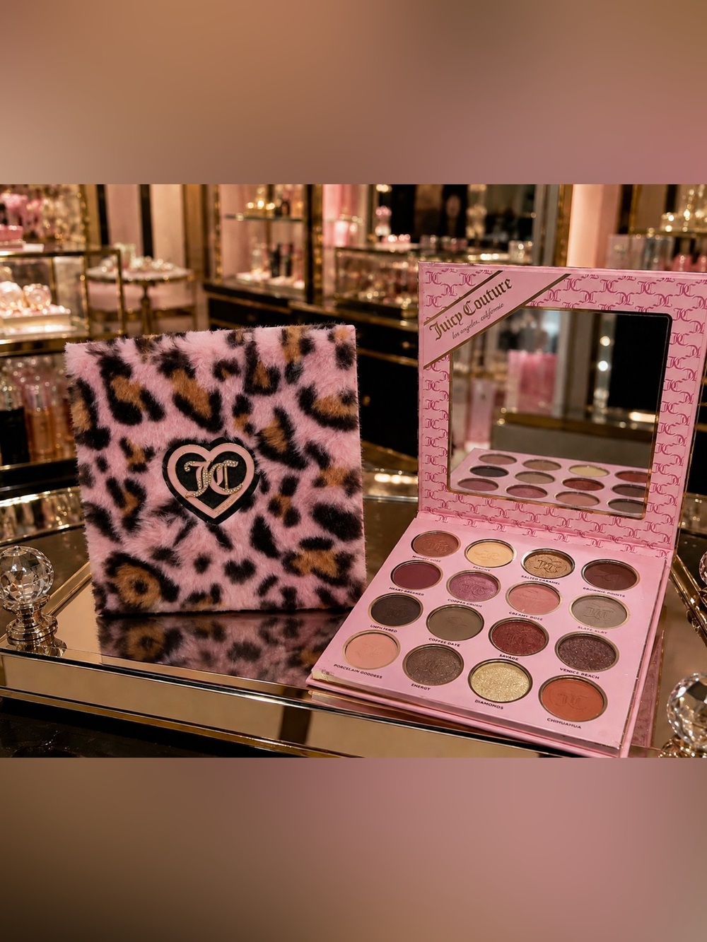 Juicy Couture Pink Leopard Plush Eyeshadow Palette with Warm Neutrals